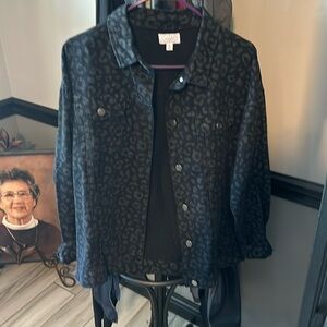 Black jeans jacket with leopard print